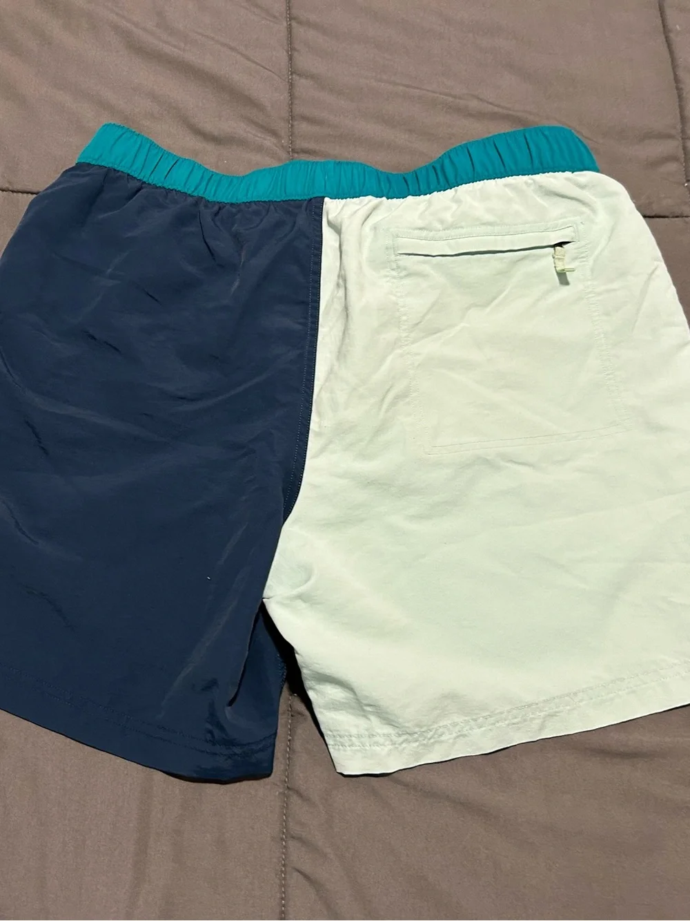 The North Face Colorblock Athletic Shorts - Teal, Navy & Light Mint Sz L